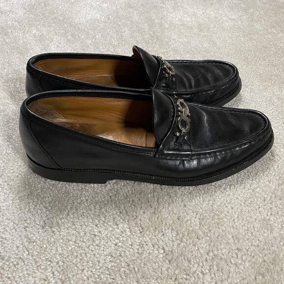 Salvatore Ferragamo Shoes Mens 11.5B Black Leather Gancini Loafers Lug Sole main image 4